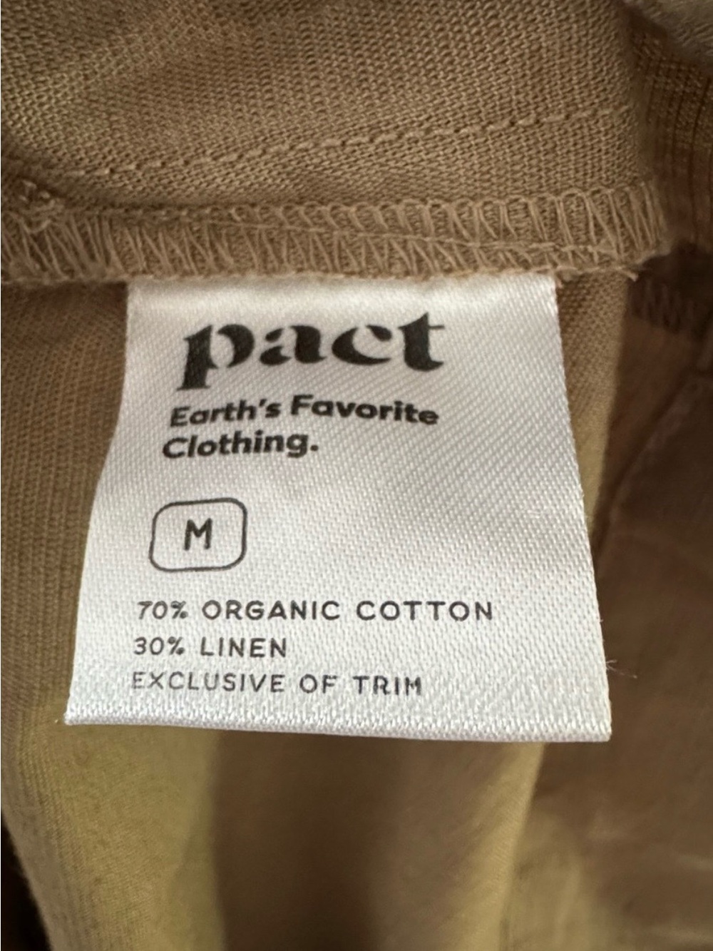Pact Khaki Green Canopy Linen-Blend Button-Front Dress Sz M - Picture 4 of 5